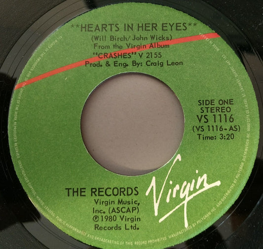 The Records : Hearts In Her Eyes (7")