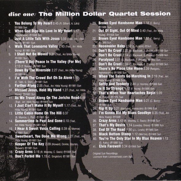 The Million Dollar Quartet : The Million Dollar Quartet: 50th Anniversary Special Edition (CD, Album + CD, Comp)