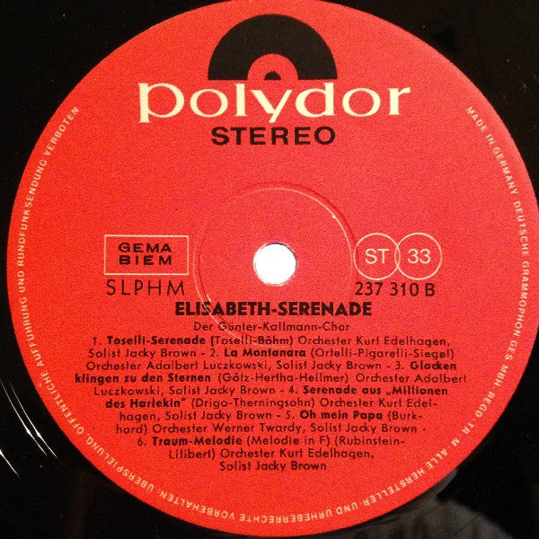 Günter Kallmann Chor : Elisabeth-Serenade (LP, RE)
