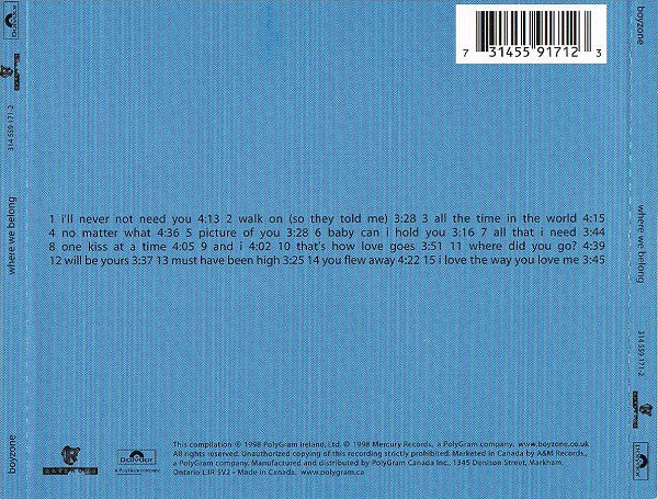 Boyzone : Where We Belong (CD, Album)
