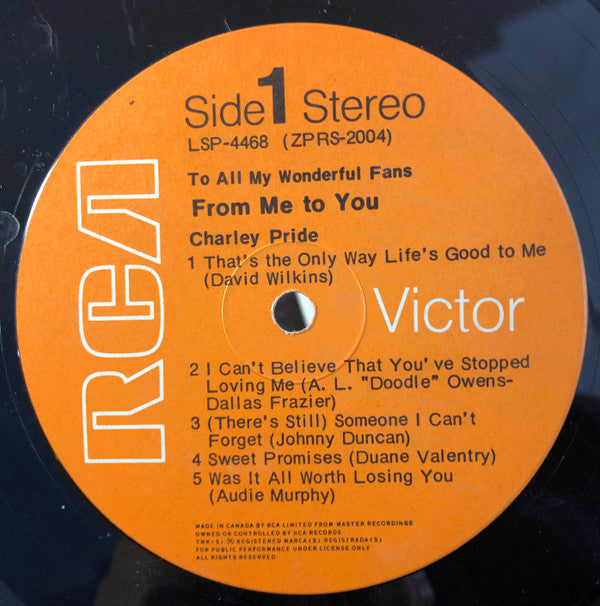 Charley Pride : From Me To You (LP, Album)