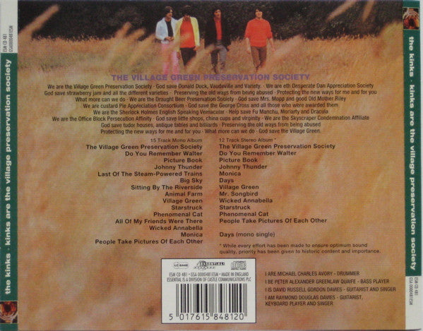 The Kinks : The Kinks Are The Village Green Preservation Society (CD, Album, Mono, RE, RM, PMD)