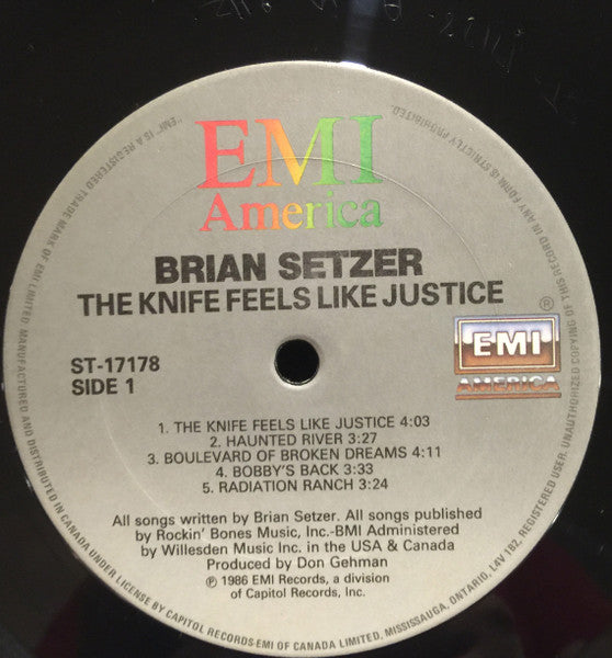 Brian Setzer : The Knife Feels Like Justice (LP, Album)
