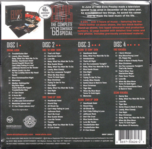 Elvis Presley : The Complete '68 Comeback Special (CD, Album, RE + 3xCD + Box, Comp, Dlx, RM)