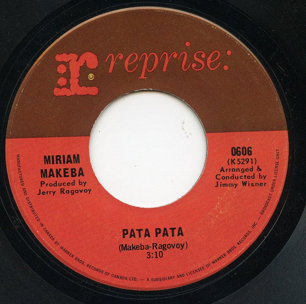 Miriam Makeba : Pata Pata / The Ballad Of The Sad Young Men (7", Single, RE)