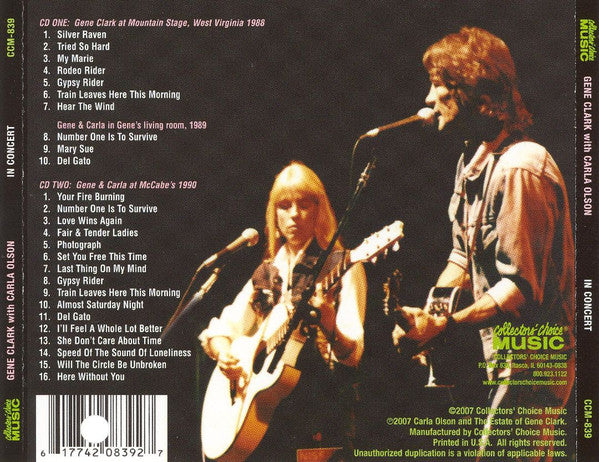 Gene Clark With Carla Olson : In Concert (2xCD, Album)