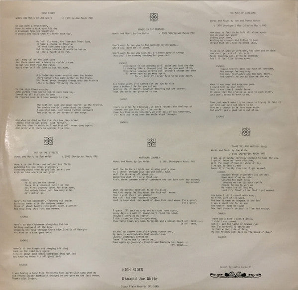 Diamond Joe White : High Rider (LP, Album)