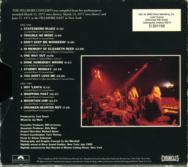The Allman Brothers Band : The Fillmore Concerts (2xCD, Comp, Club, BMG)