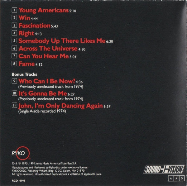 David Bowie : Young Americans (CD, Album, Club, RE, RM)