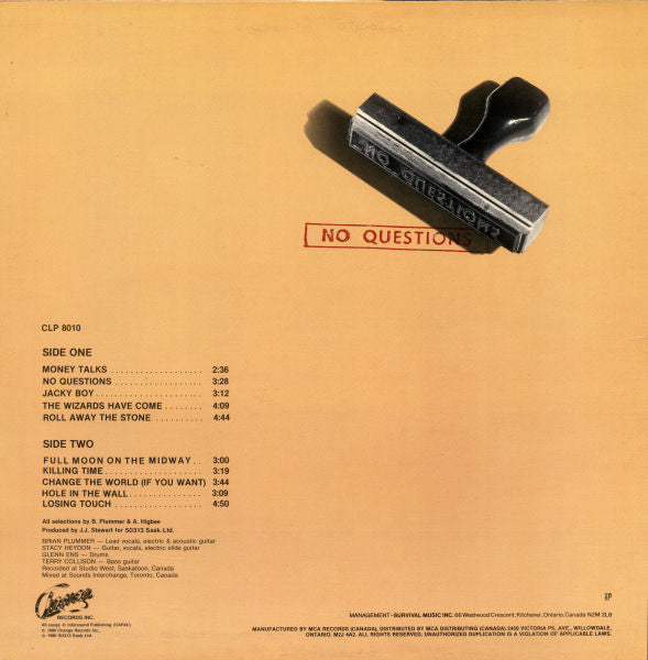 Brian Plummer : No Questions (LP, Album)