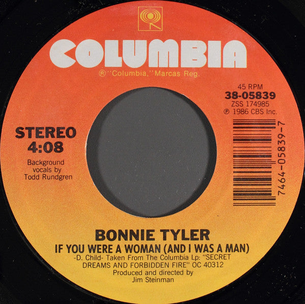 Bonnie Tyler : If You Were A Woman (And I Was A Man) (7", Single, Styrene, Pit)