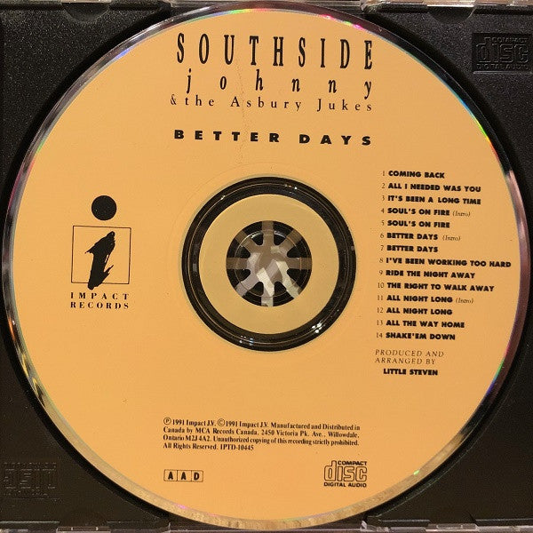 Southside Johnny & The Asbury Jukes : Better Days (CD, Album)