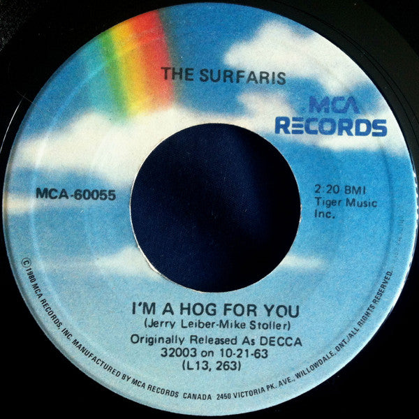 The Surfaris : Wipe Out / I'm A Hog For You (7", Mono, RE)