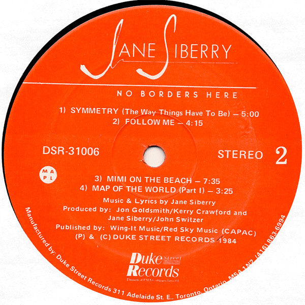 Jane Siberry : No Borders Here (LP, Album)