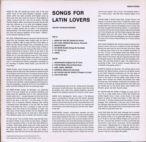 The Ray Charles Singers : Songs For Latin Lovers (LP, Album)