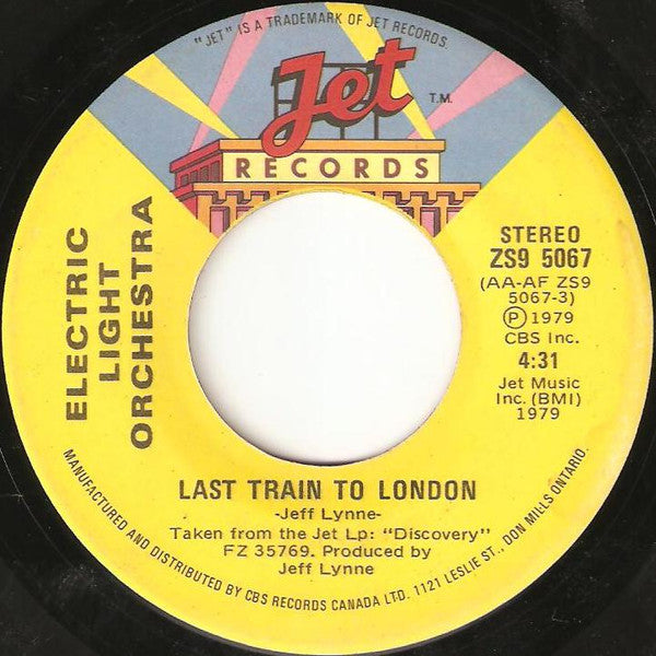 Electric Light Orchestra : Last Train To London (7", Single)