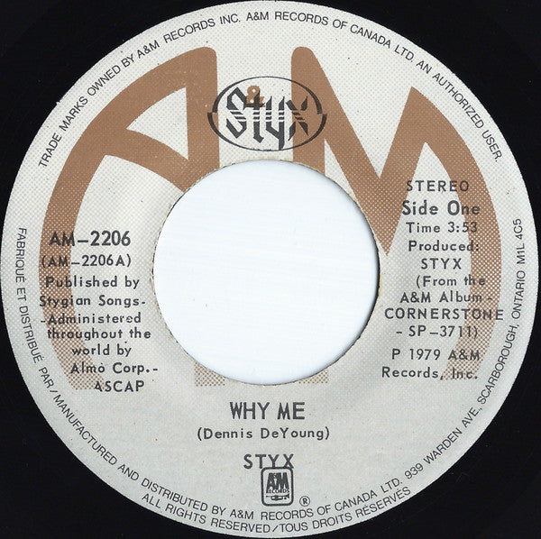 Styx : Why Me (7", Single)