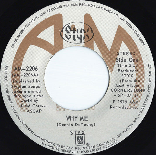 Styx : Why Me (7", Single)