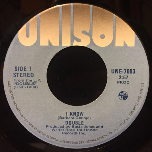 Double (10) : I Know / Broken Glass (7", Single)