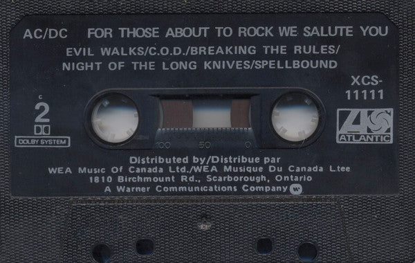 AC/DC : For Those About To Rock We Salute You (Cass, Album)