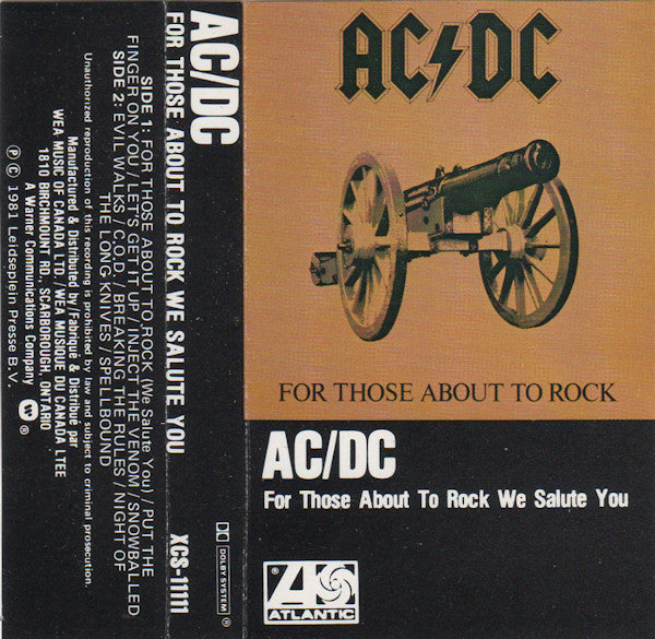 AC/DC : For Those About To Rock We Salute You (Cass, Album)