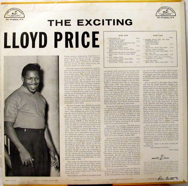 Lloyd Price : The Exciting Lloyd Price (LP, Album, Mono)