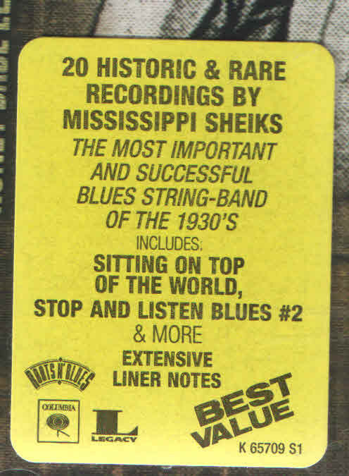 Mississippi Sheiks : Honey Babe Let The Deal Go Down: The Best Of Mississippi Sheiks (CD, Comp, Mono)