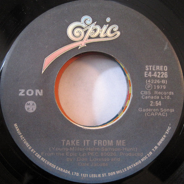 Zon (2) : Gods & Kings / Take It From Me (7")