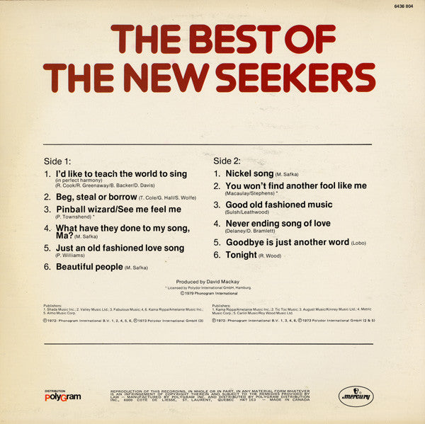 The New Seekers : The Best Of  The New Seekers (LP, Comp)