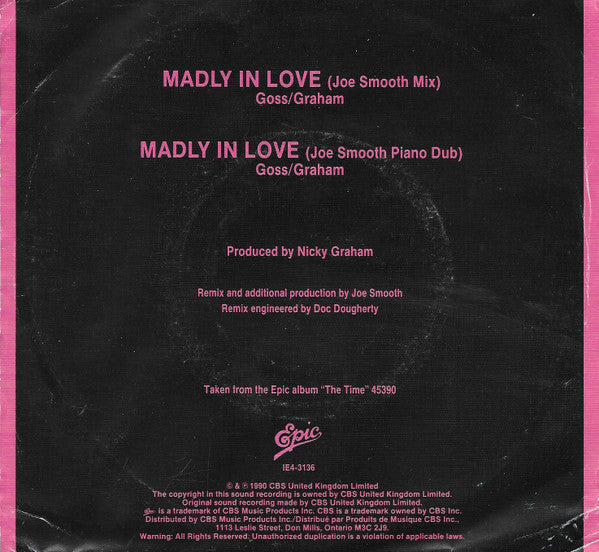 Bros : Madly In Love (7")