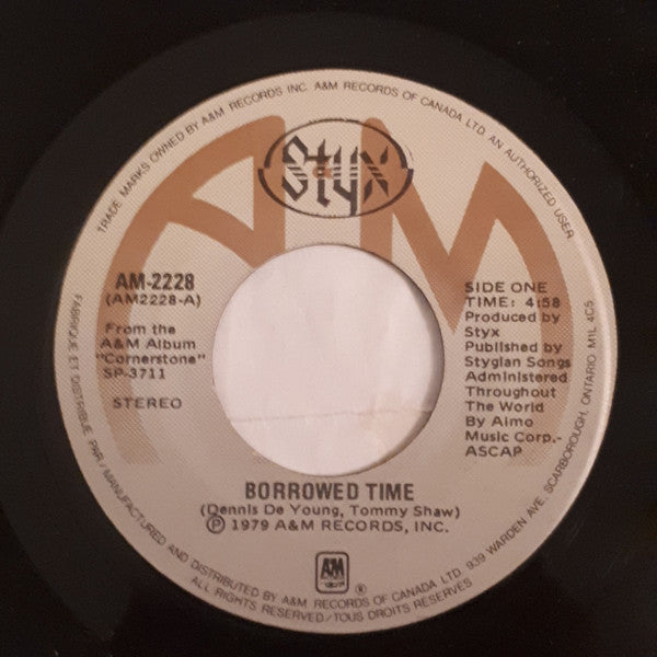 Styx : Borrowed Time (7", Single)