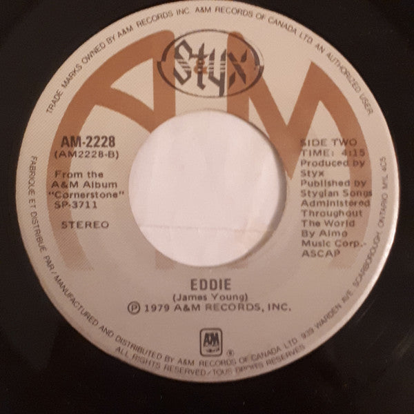 Styx : Borrowed Time (7", Single)