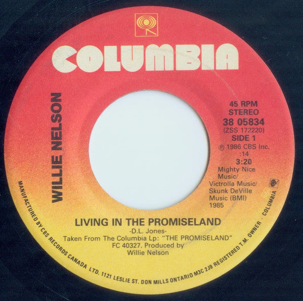 Willie Nelson : Living In The Promiseland (7", Single)