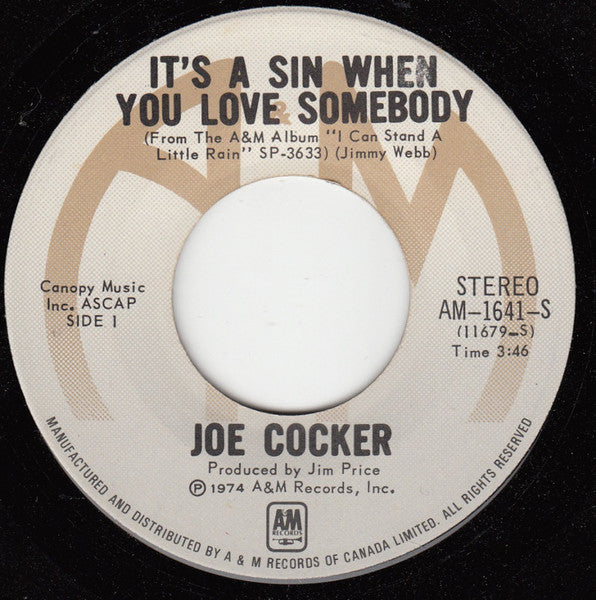 Joe Cocker : It's A Sin When You Love Somebody (7")