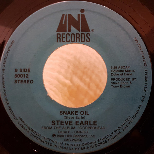 Steve Earle : Copperhead Road (Edited Version) (7")