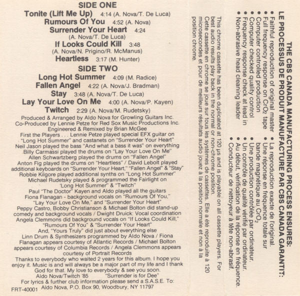 Aldo Nova : Twitch (Cass, Album, CrO)