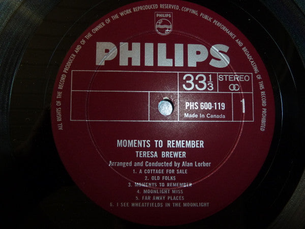 Teresa Brewer : Moments To Remember (LP, Album)