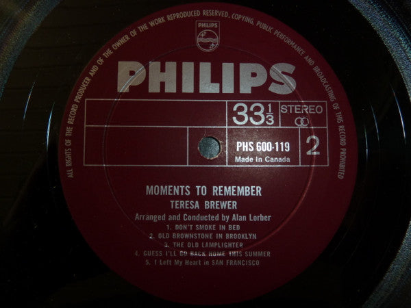 Teresa Brewer : Moments To Remember (LP, Album)
