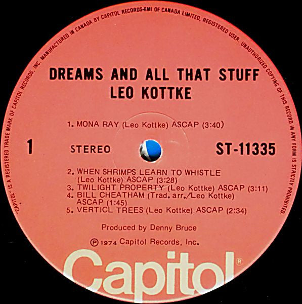 Leo Kottke : Dreams And All That Stuff (LP, Album)