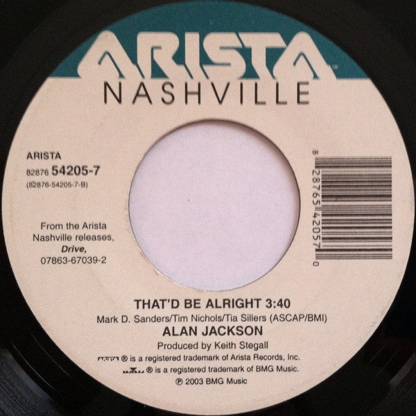Alan Jackson (2) And Jimmy Buffett : It's Five O'Clock Somewhere / That'd Be Alright (7", Single)