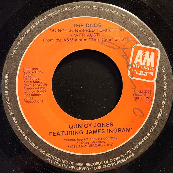 Quincy Jones Featuring James Ingram : Just Once / The Dude (7", Single)