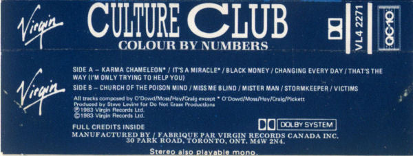 Culture Club : Colour By Numbers (Cass, Album, Pap)