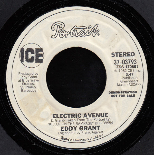 Eddy Grant : Electric Avenue  (7", Single, Promo, Styrene, Pit)