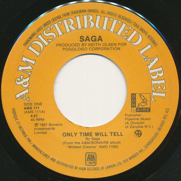 Saga (3) : Only Time Will Tell  (7", Single)