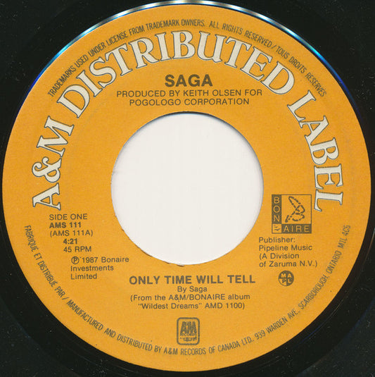 Saga (3) : Only Time Will Tell  (7", Single)