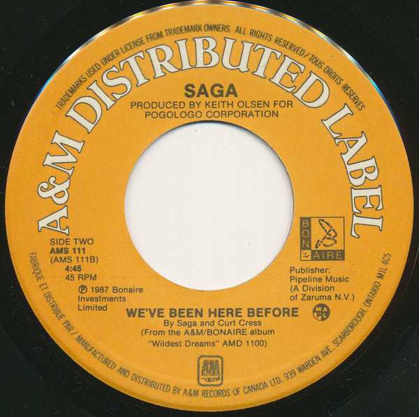 Saga (3) : Only Time Will Tell  (7", Single)