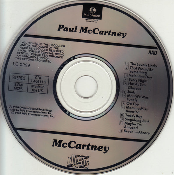 Paul McCartney : McCartney (CD, Album, RE)