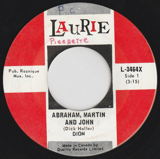 Dion (3) : Abraham, Martin And John (7", Single)