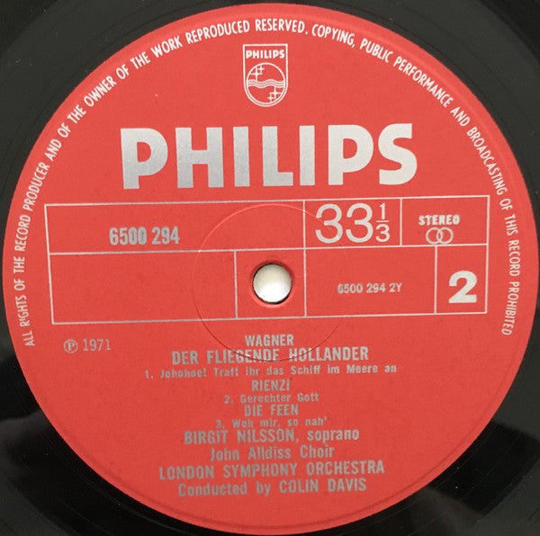 Richard Wagner - Birgit Nilsson, London Symphony Orchestra, Sir Colin Davis : "Wesendonk" Lieder / Arias From "The Flying Dutchman", "Rienzi" And "Die Feen" (LP)