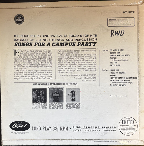 The Four Preps : Songs For A Campus Party (LP)